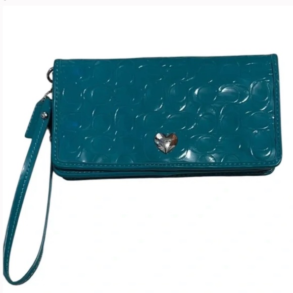Coach Handbags - Coach Teal Wristlet Wallet